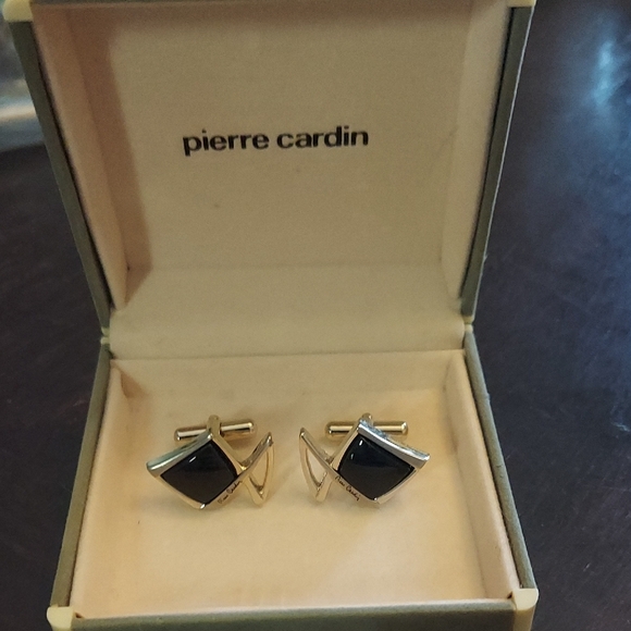 Pierre Cardin Black and Gold Geometric Cuff Links